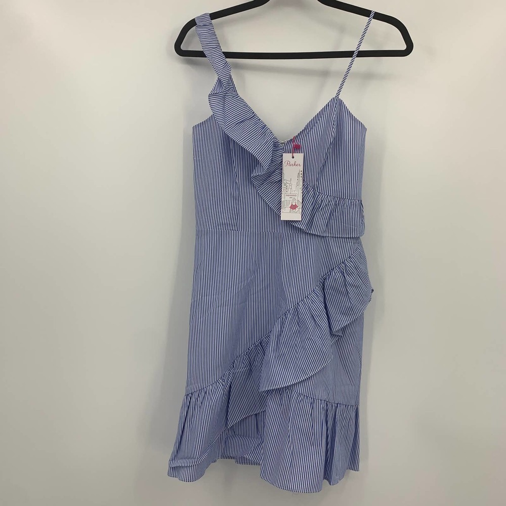 PARKER Lollie Nautical Striped Ruffled  Dress S,M - Picture 4 of 11